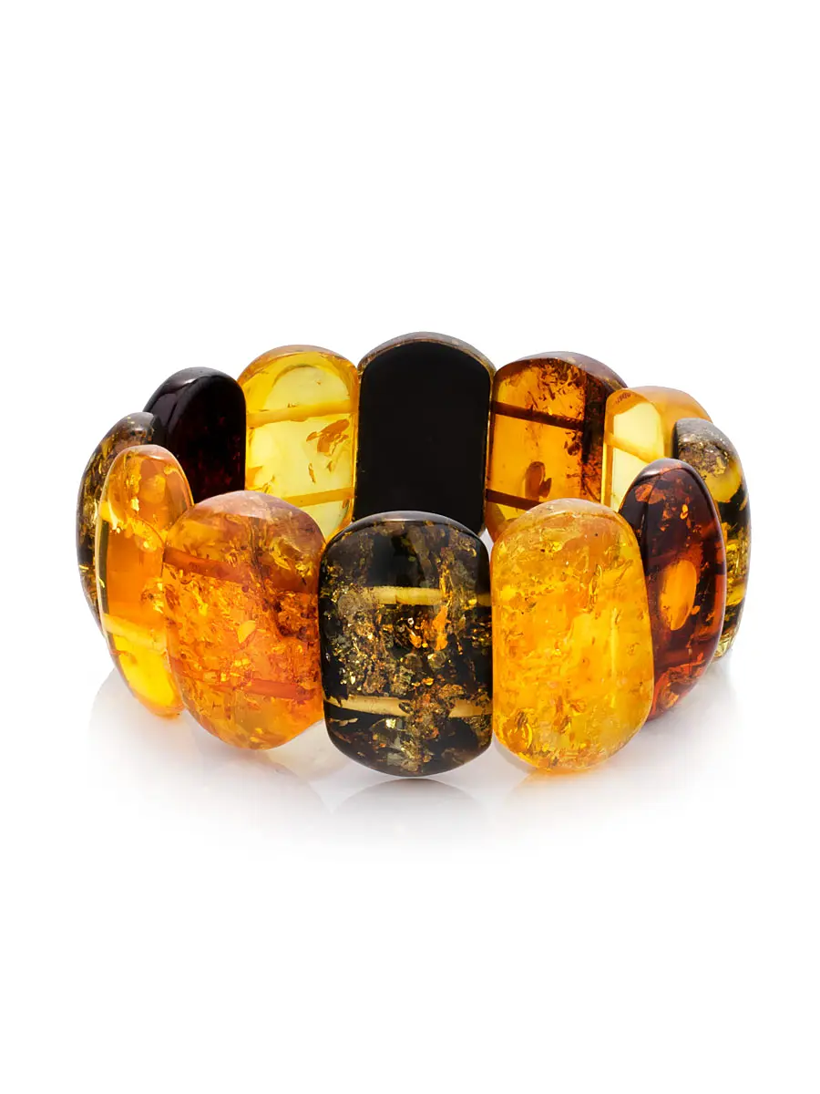 картинка Яркий нарядный браслет из натурального балтийского янтаря «Пёстрый» в онлайн магазине