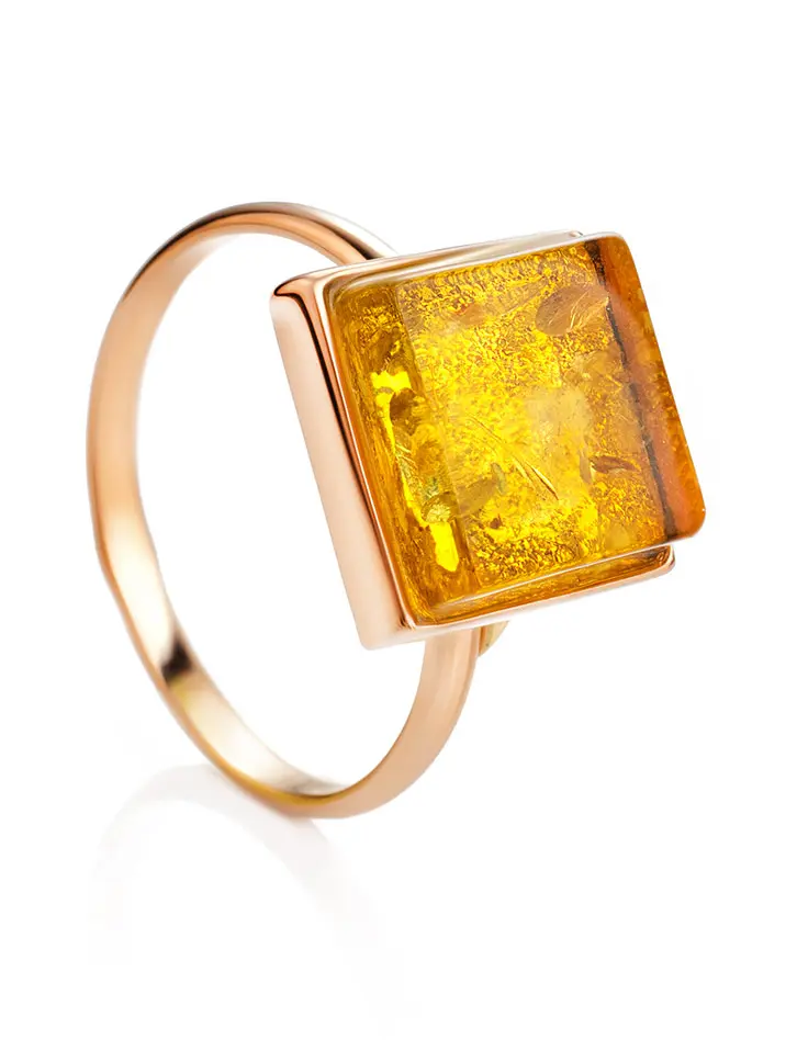 картинка Кольцо из золота и янтаря лимонного цвета «Овация» в онлайн магазине