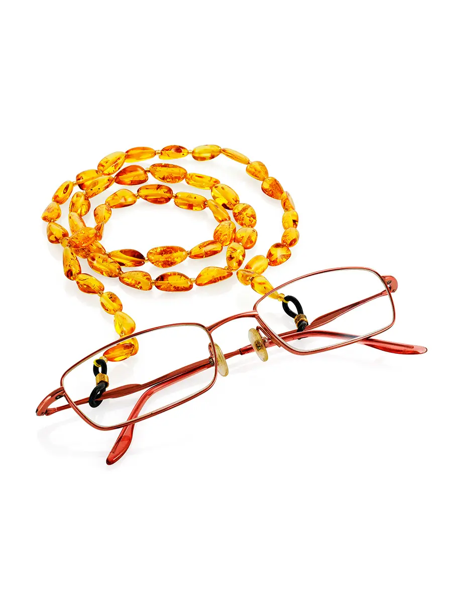 картинка Шнурок-держатель для очков из натурального балтийского янтаря золотистого цвета в онлайн магазине