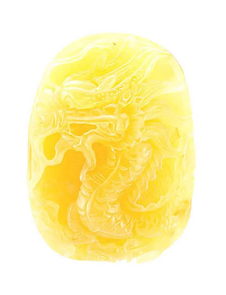 картинка Сувенирная резьба из натурального темно-медового янтаря «Дракон большой» в онлайн магазине
