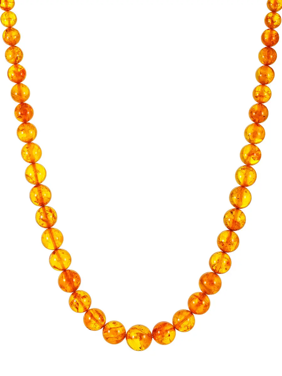 картинка Бусы из натурального формованного янтаря «Шар золотистый» в онлайн магазине