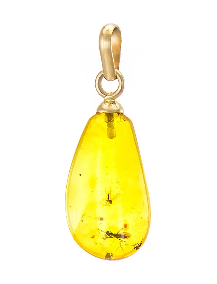 картинка Небольшая подвеска из натурального балтийского янтаря с инклюзами и золота в онлайн магазине