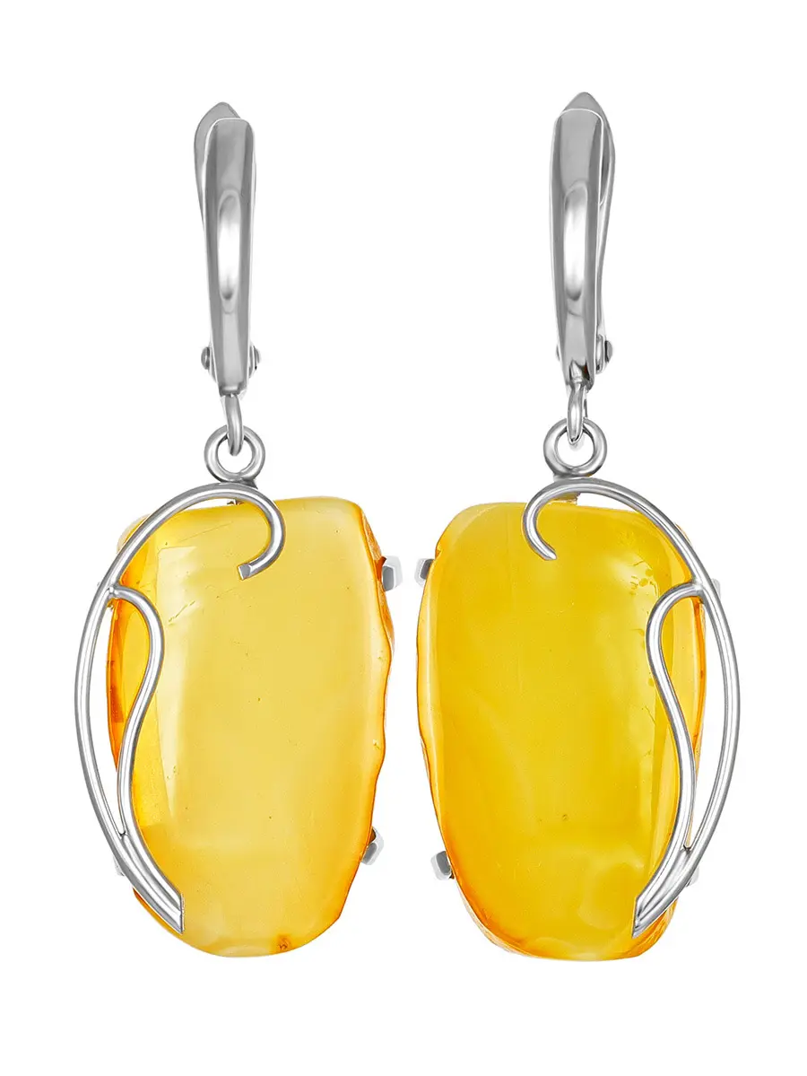 картинка Красивые серьги из янтаря медового цвета «Риальто» в онлайн магазине