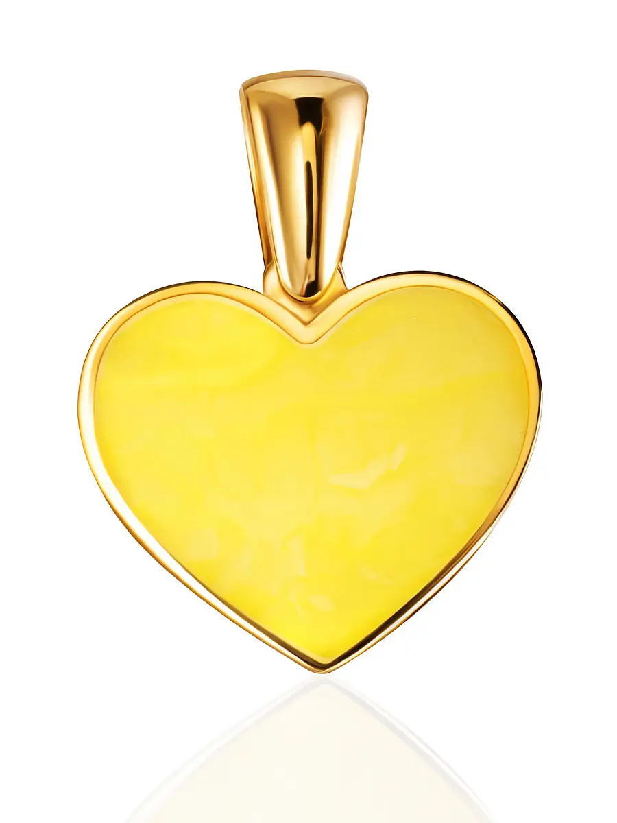 картинка Кулон-сердце «Монако» с ярко-медовым янтарём в онлайн магазине