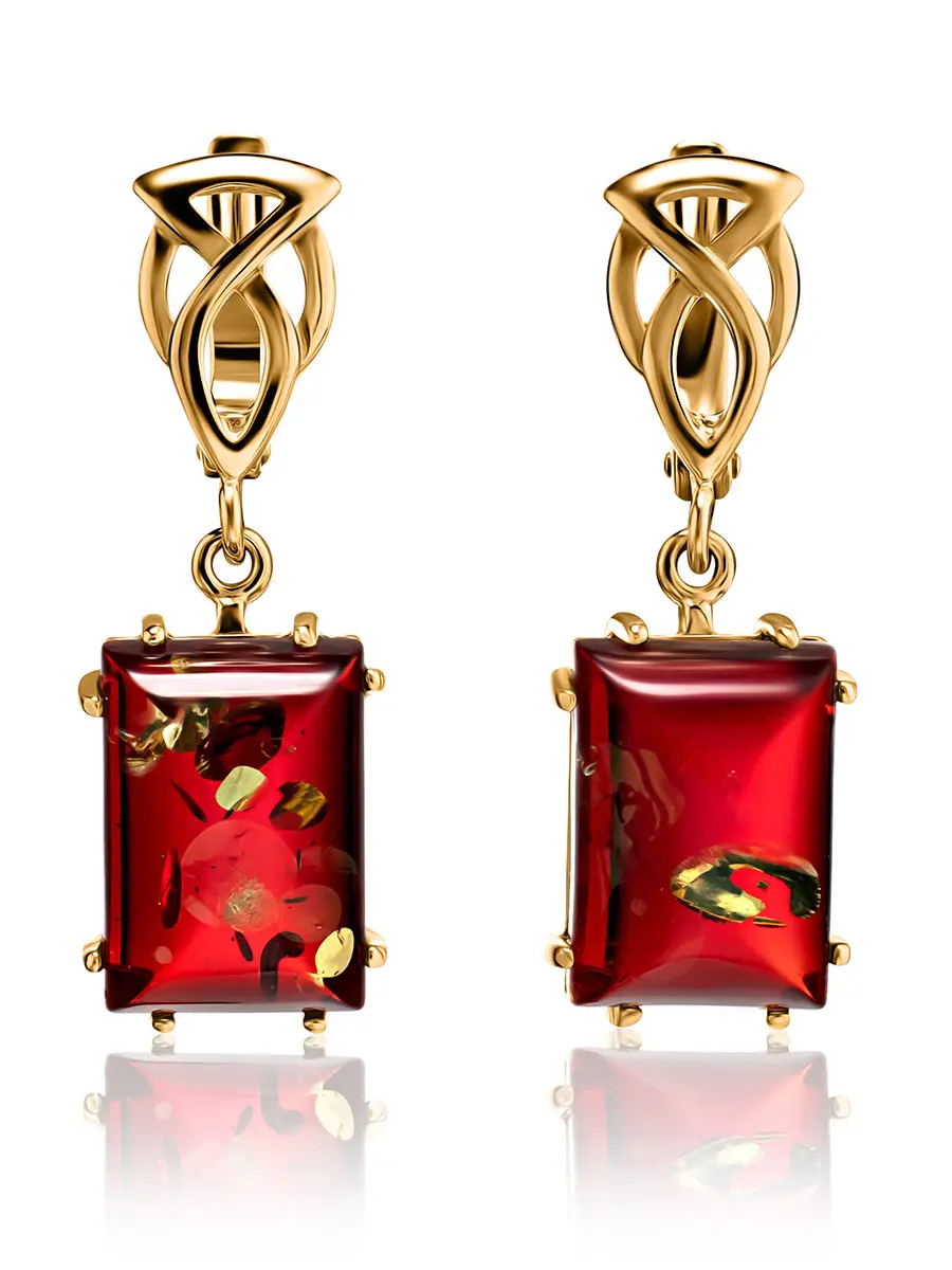 картинка Нарядные серьги из красного янтаря «Спарта» в онлайн магазине