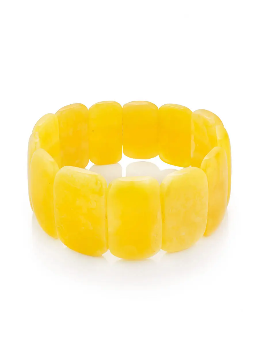 картинка Плоский браслет из натурального янтаря медового цвета в онлайн магазине