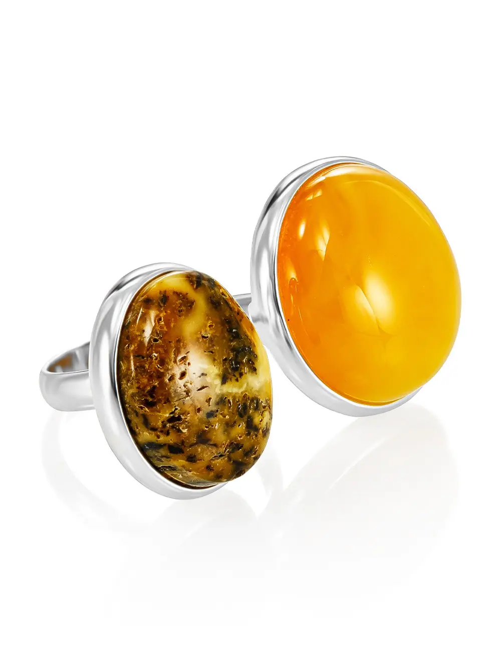картинка Роскошное кольцо с натуральным янтарём «Белла Терра» в онлайн магазине