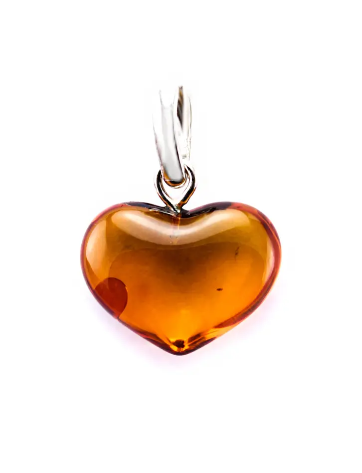 картинка Кулон-сердце из натурального балтийского янтаря чайного оттенка в онлайн магазине