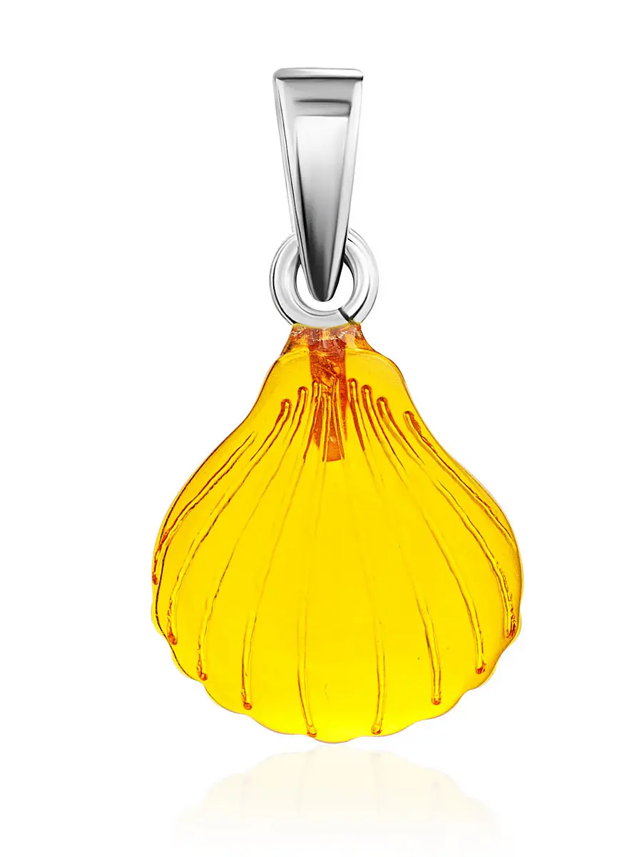 картинка Кулон «Ракушка» из натурального золотистого янтаря в онлайн магазине