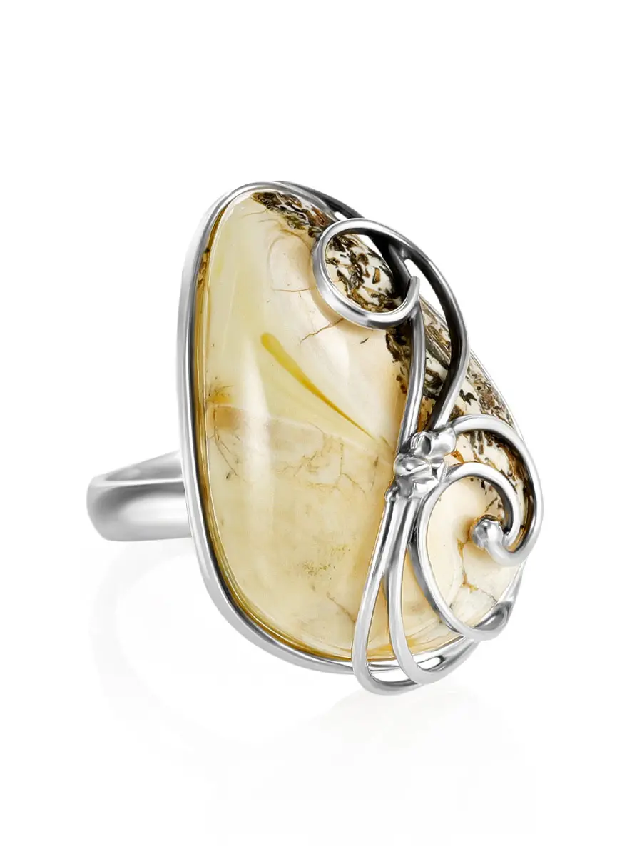 картинка Кольцо «Риальто» из серебра и натурального текстурного янтаря в онлайн магазине