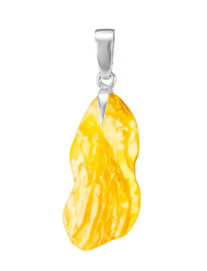 картинка Кулон из янтаря медового цвета с необработанным краем в онлайн магазине