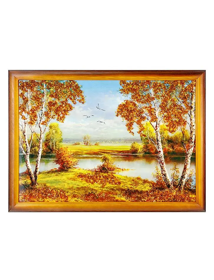 картинка Большая картина, украшенная натуральным янтарём «После грозы» в онлайн магазине