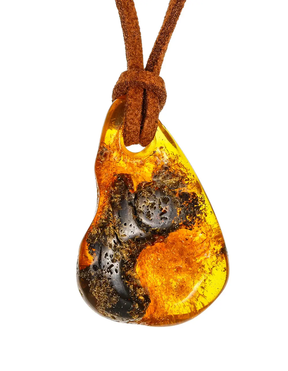картинка Подвеска из янтаря природной формы с живописной текстурой в онлайн магазине