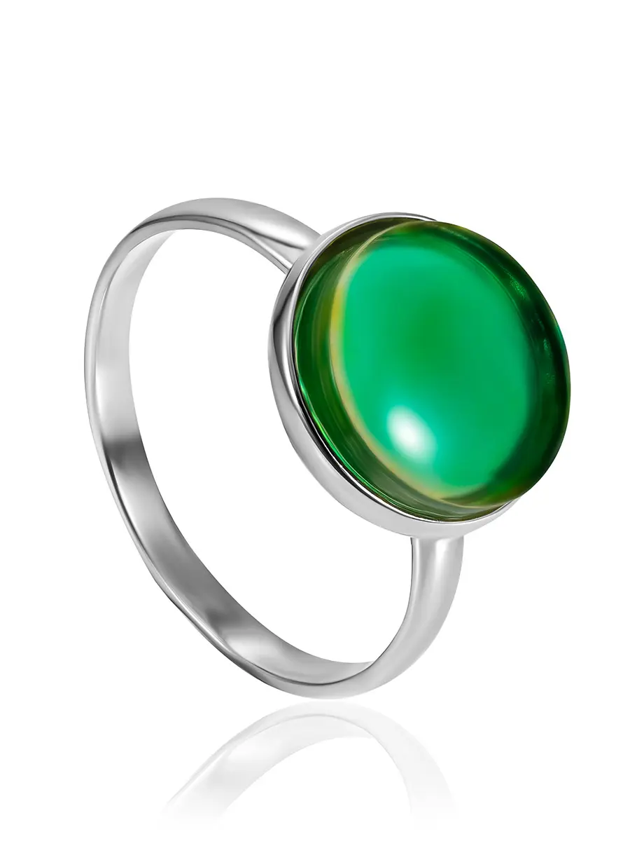 картинка Изящное кольцо «Фурор» с изумрудным янтарём в онлайн магазине