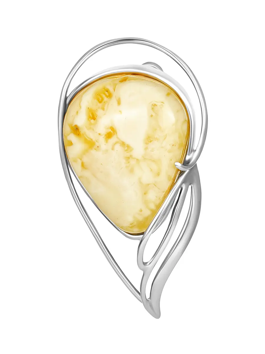 картинка Эксклюзивная брошь из натурального балтийского янтаря медового цвета «Риальто» в онлайн магазине