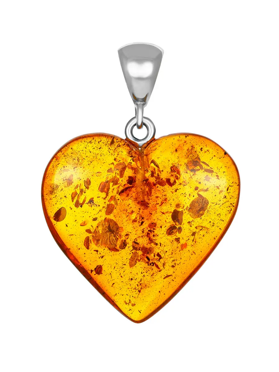 картинка Кулон из цельного натурального янтаря «Сердце» чайного цвета в онлайн магазине