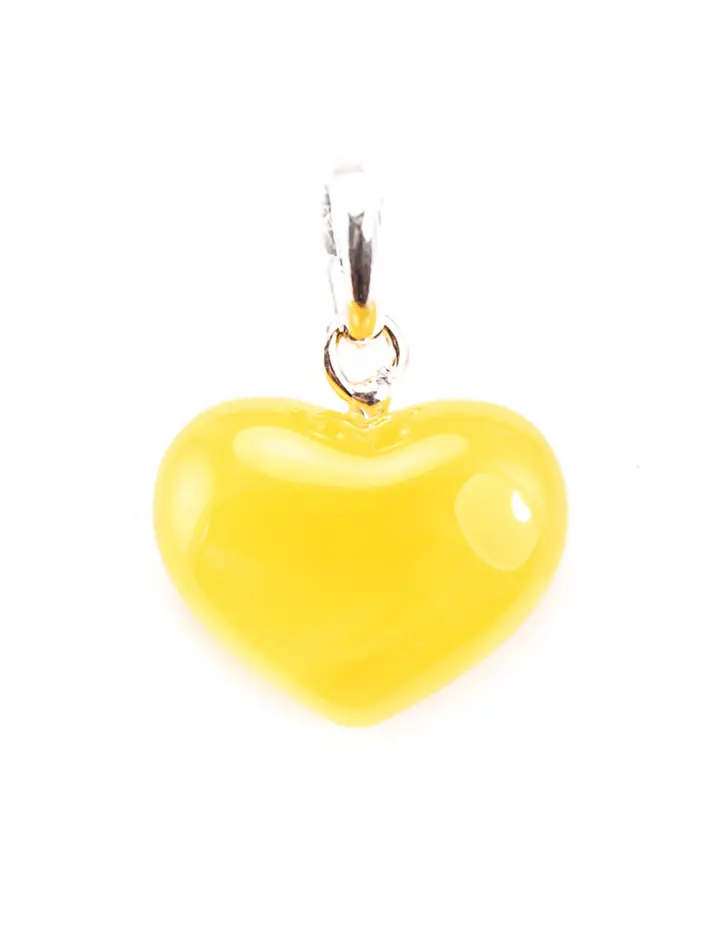 картинка Подвеска в форме сердца из цельного янтаря медового цвета в онлайн магазине