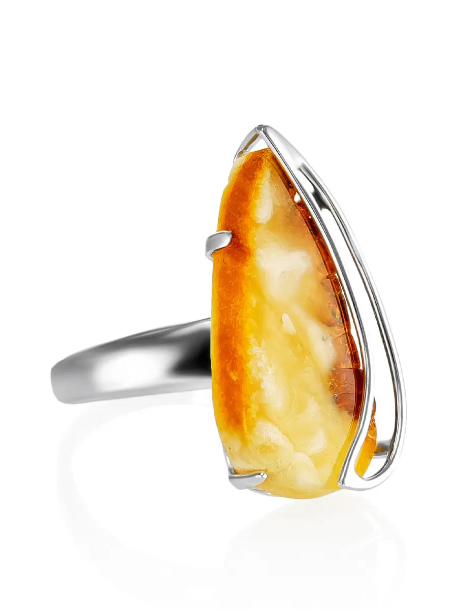 картинка Серебряное кольцо с натуральным пейзажным янтарём в онлайн магазине