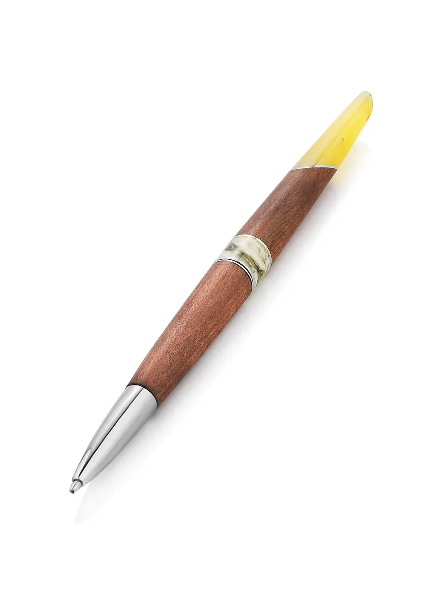 картинка Эксклюзивная ручка из древесины и натурального балтийского янтаря с выдвижным механизмом «Олливандер» в онлайн магазине