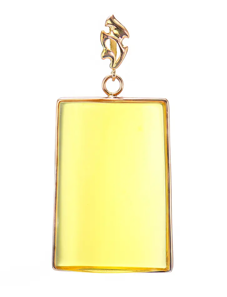 картинка Уникальная подвеска из натурального прозрачного балтийского янтаря лимонного цвета и золота в онлайн магазине