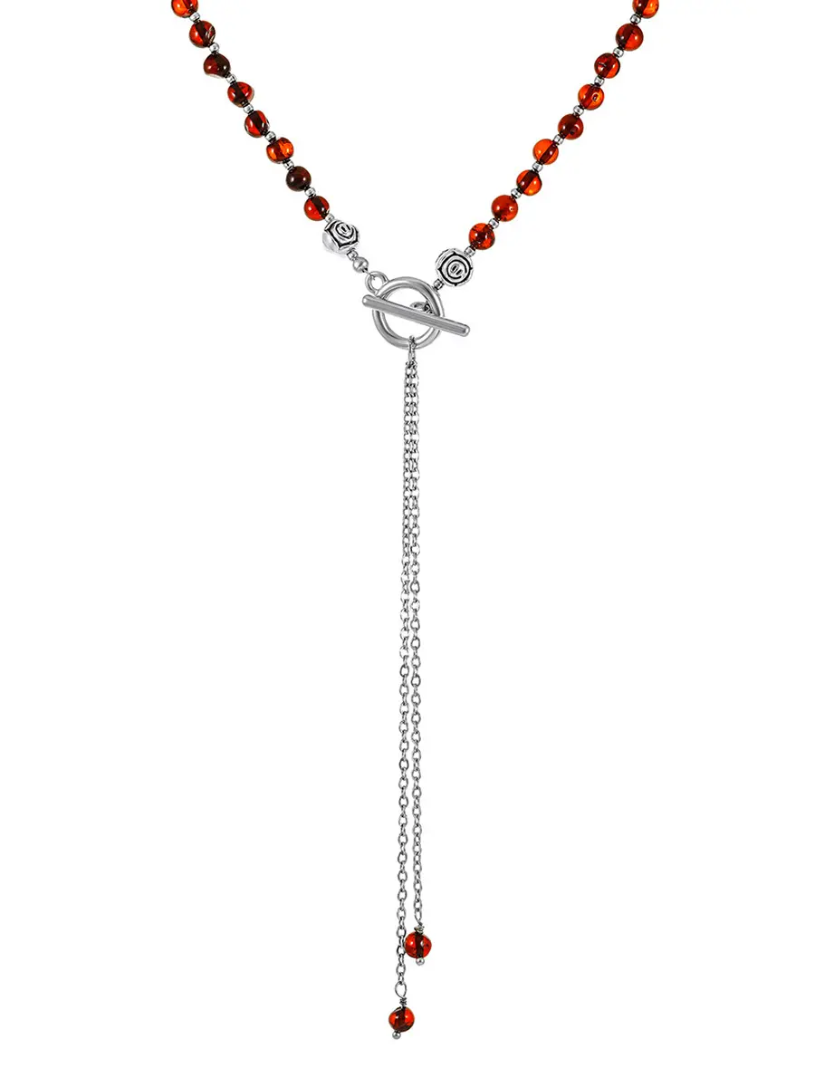 картинка Яркий чокер на застёжке-тогле из вишнёвого янтаря в онлайн магазине