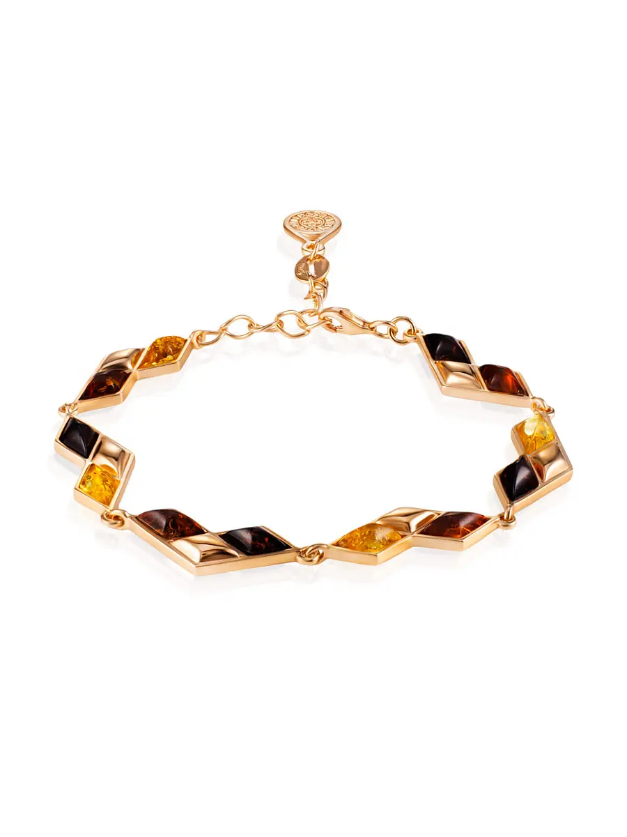 картинка Браслет «Коломбина» с натуральным балтийским янтарём разных оттенков в онлайн магазине