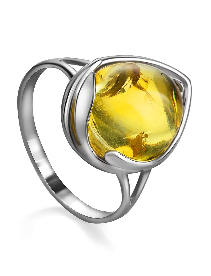 картинка Кольцо с натуральным лимонным янтарём «Селена» в онлайн магазине