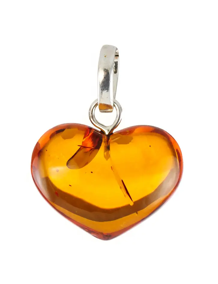 картинка Кулон из прозрачного балтийского янтаря «Сердце» чайного цвета в онлайн магазине