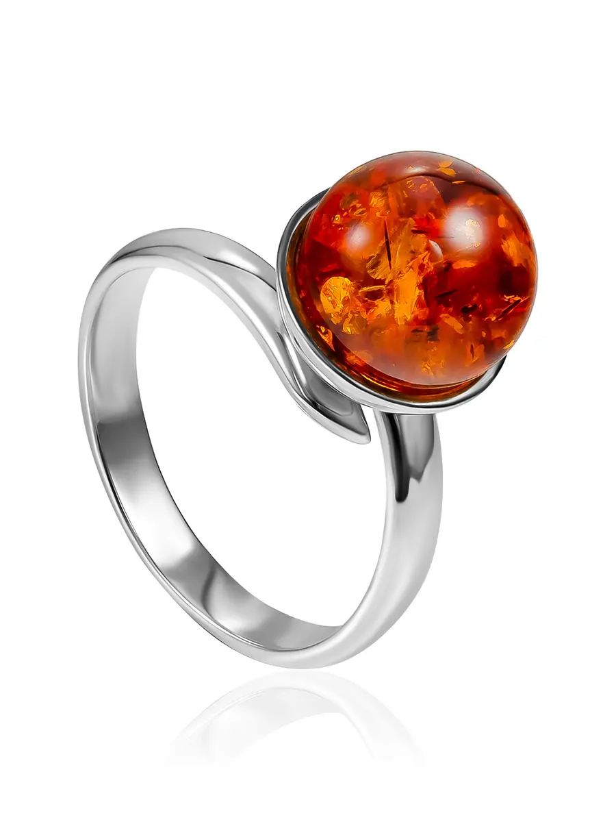 картинка Красивое кольцо с натуральным коньячным янтарём «Париж» в онлайн магазине