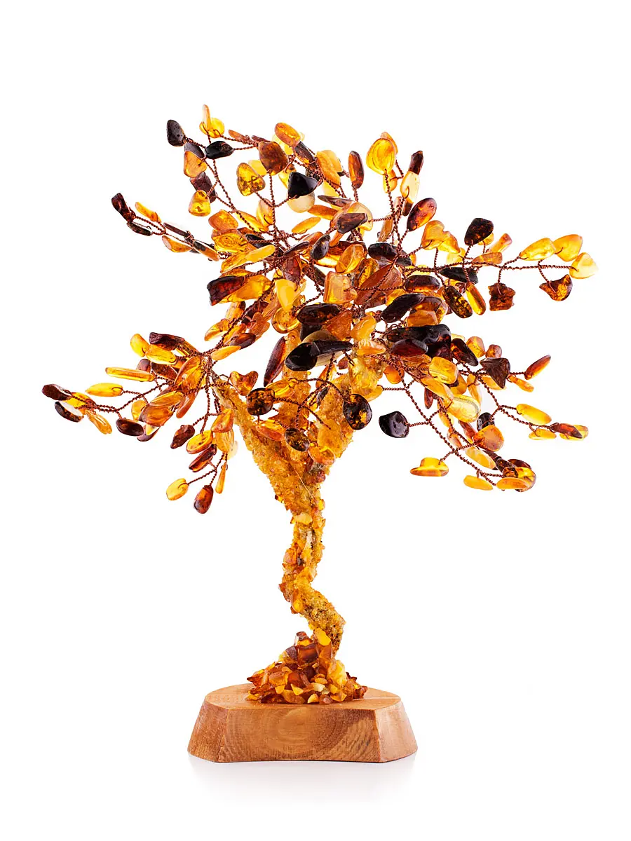 картинка Денежное деревце из натурального янтаря на подставке в онлайн магазине