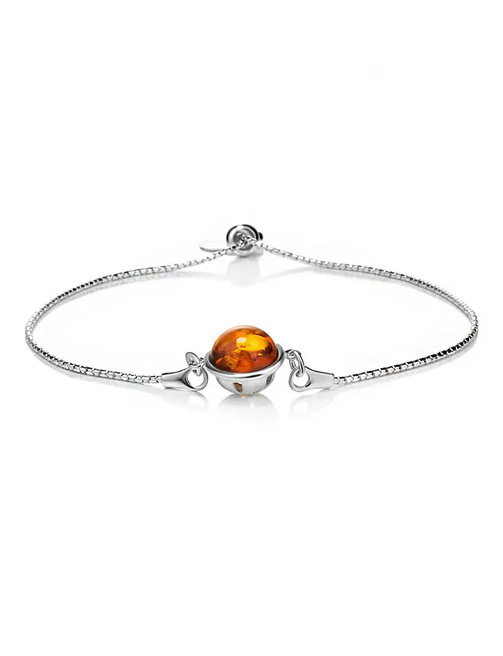 картинка Изящный браслет из серебра с натуральным янтарём «Женева» в онлайн магазине