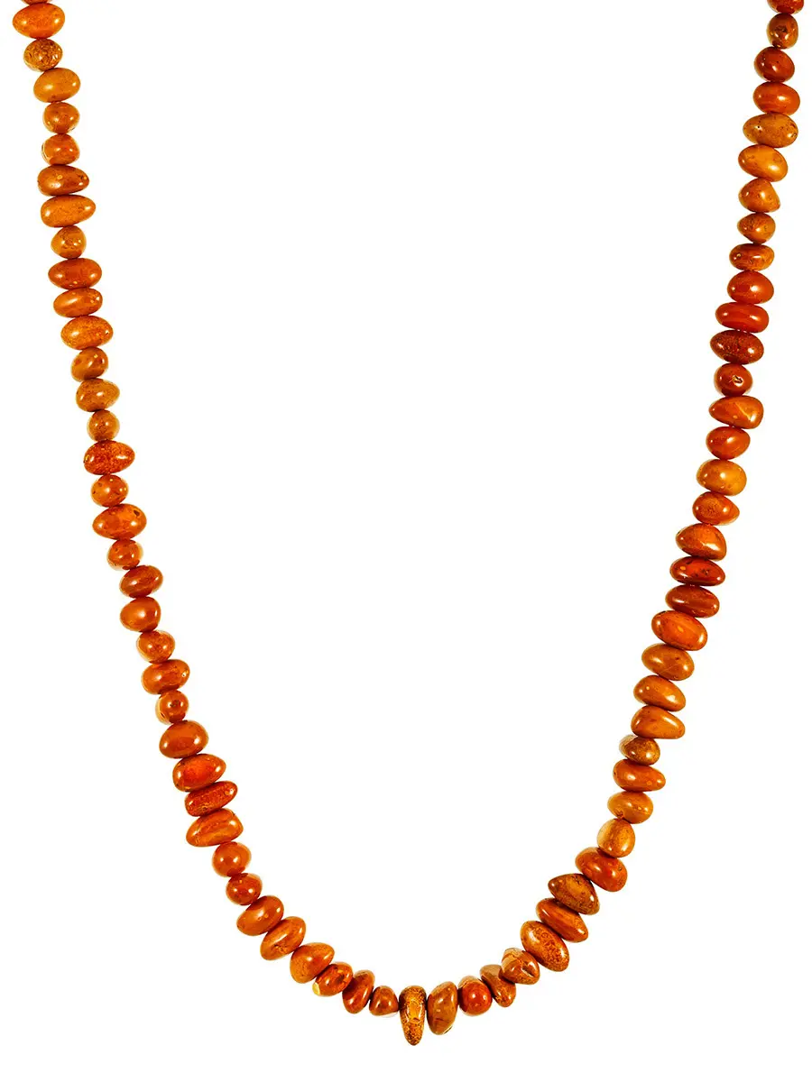 картинка Эффектные бусы из натурального балтийского янтаря «Галька буро-медовая» в онлайн магазине