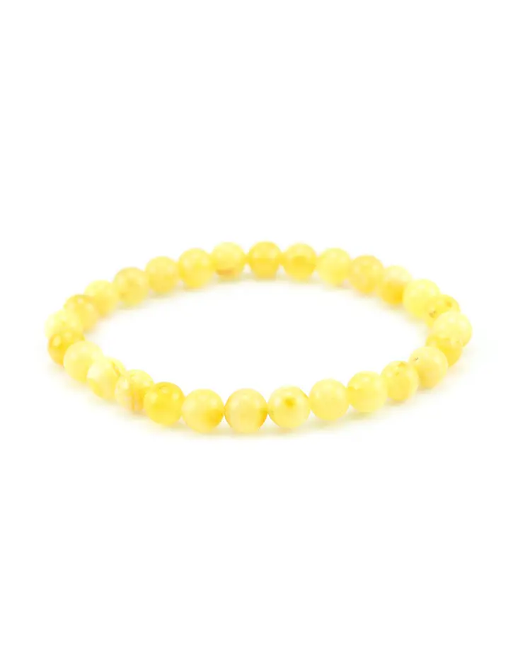 картинка Янтарный браслет «Шар мелкий матовый медового цвета» в онлайн магазине