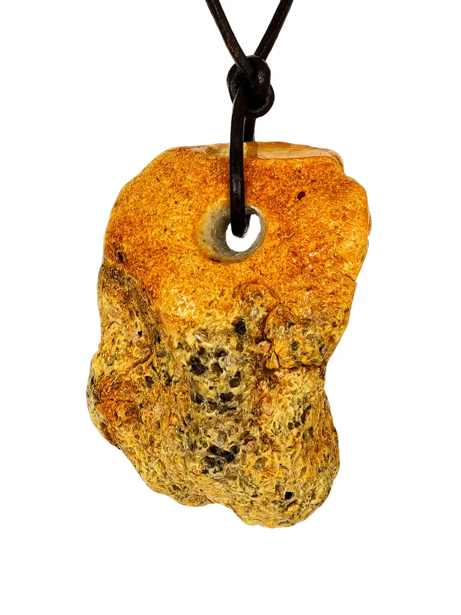 картинка Двусторонняя подвеска из текстурного янтаря в онлайн магазине