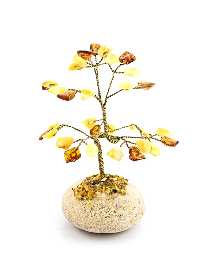 картинка Сувенирное дерево из янтаря на подставке из камня в онлайн магазине