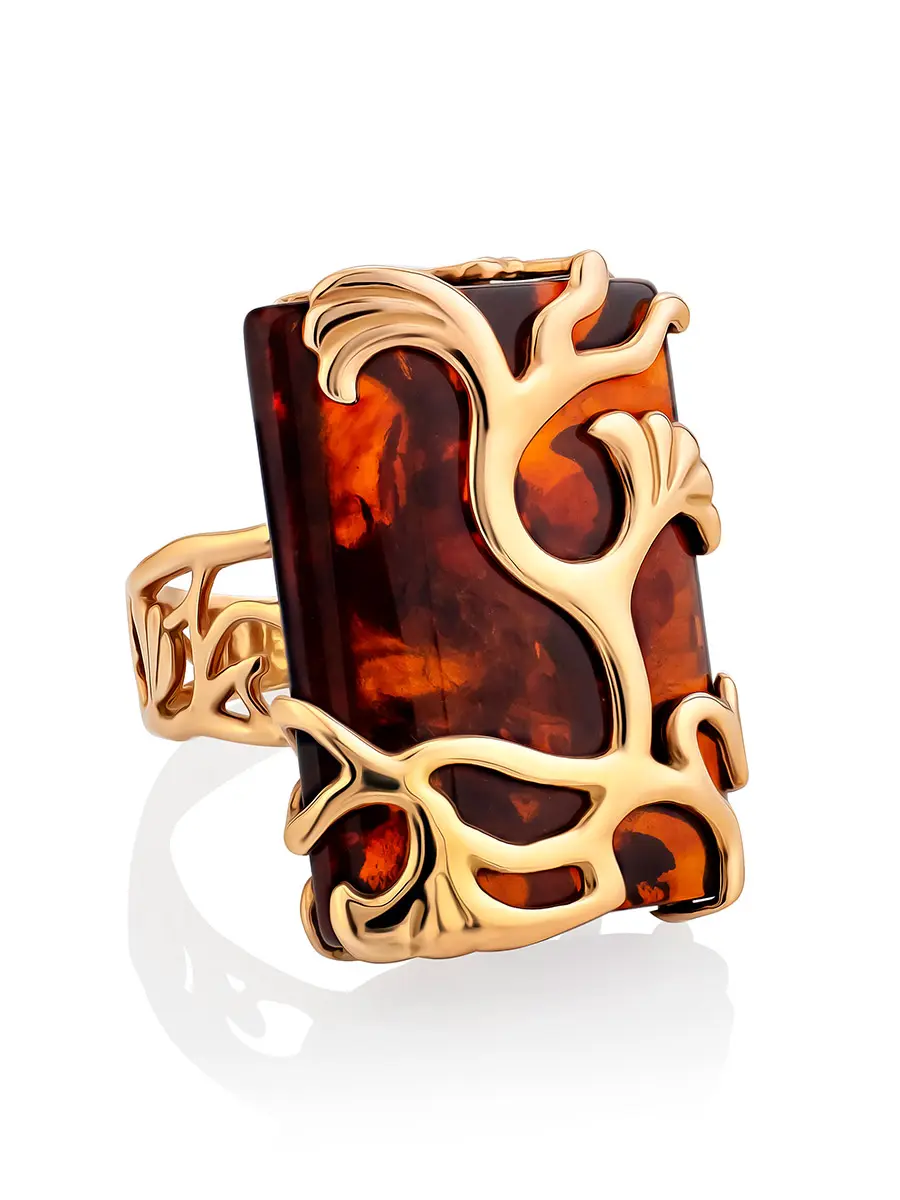 картинка Роскошное кольцо из натурального янтаря «Версаль» в онлайн магазине