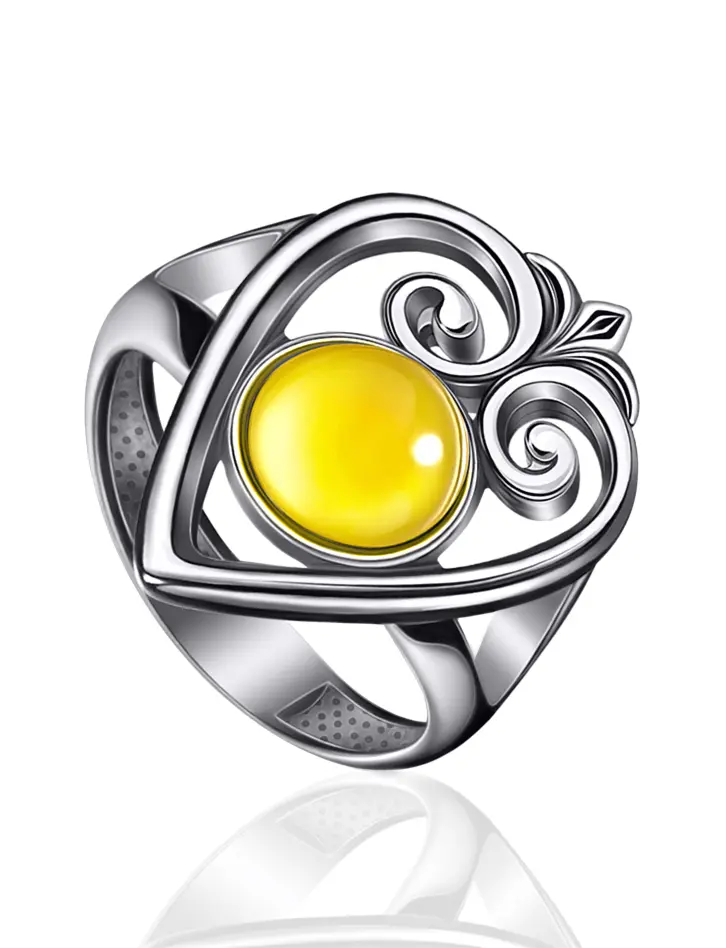 картинка Яркое кольцо из натурального медового янтаря «Кордова» в онлайн магазине