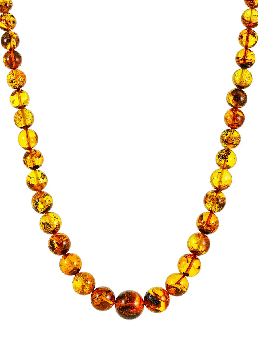 картинка Стильные бусы-шары из натурального балтийского янтаря с красивой текстурой в онлайн магазине