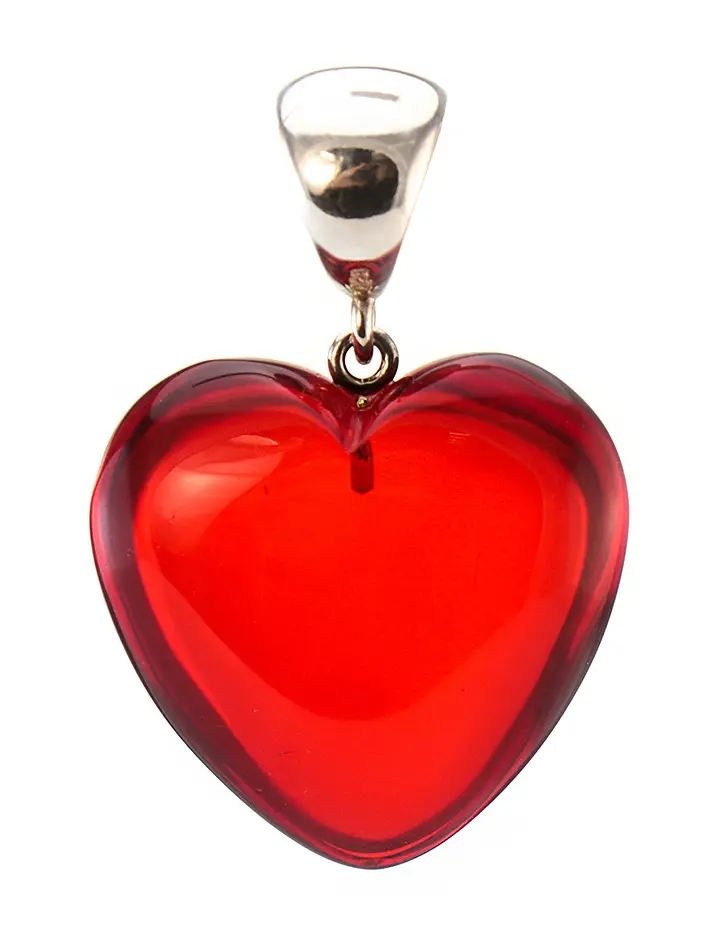 картинка Роскошный кулон из натурального колумбийского янтаря «Сердце пурпурное» в онлайн магазине