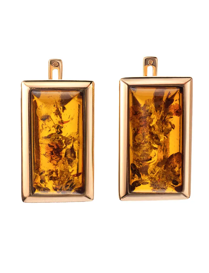 картинка Серьги классической формы из золочённого серебра и янтаря «Челси» в онлайн магазине