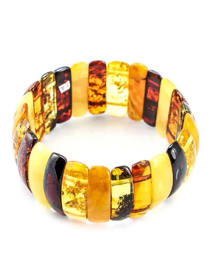 картинка Плоский янтарный браслет из узких разноцветных звеньев в онлайн магазине