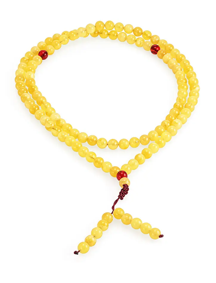 картинка Длинные чётки на 108 бусин из натурального янтаря медового цвета в онлайн магазине