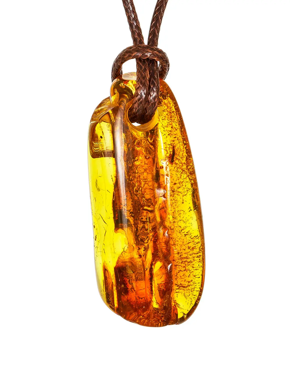 картинка Уникальная вытянутая подвеска из цельного янтаря в онлайн магазине