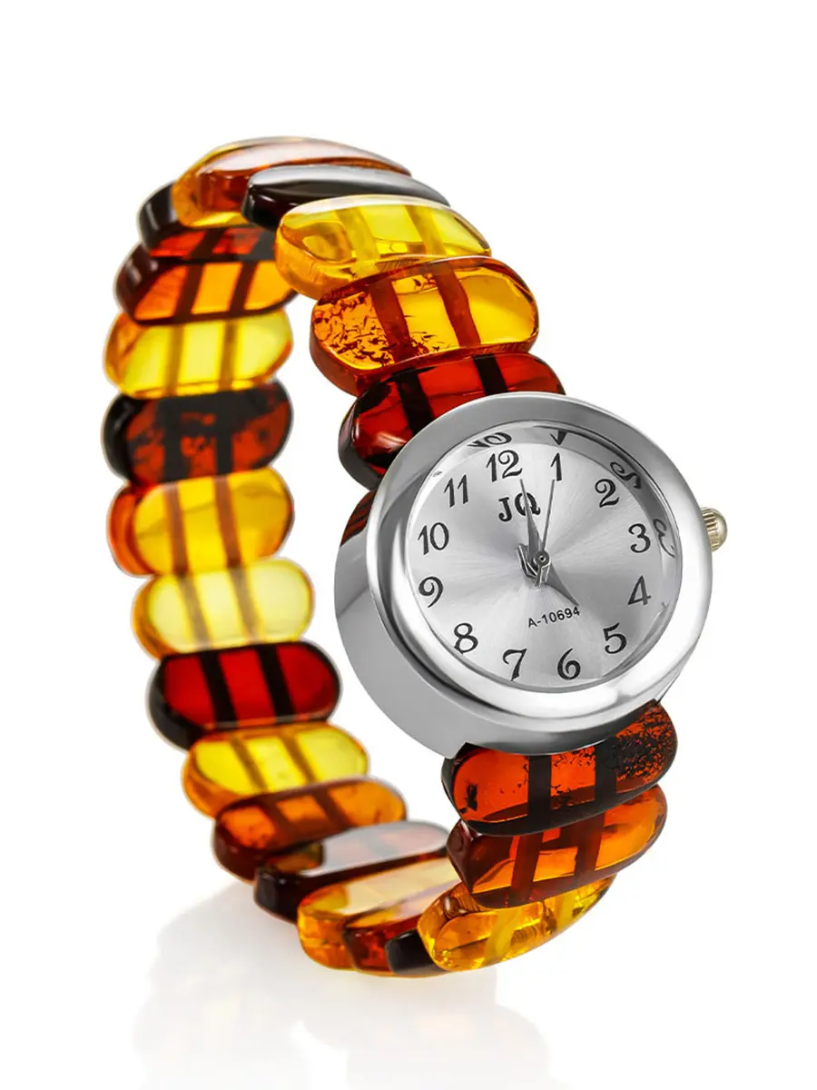 картинка Наручные часы с браслетом из натурального янтаря разных оттенков в онлайн магазине