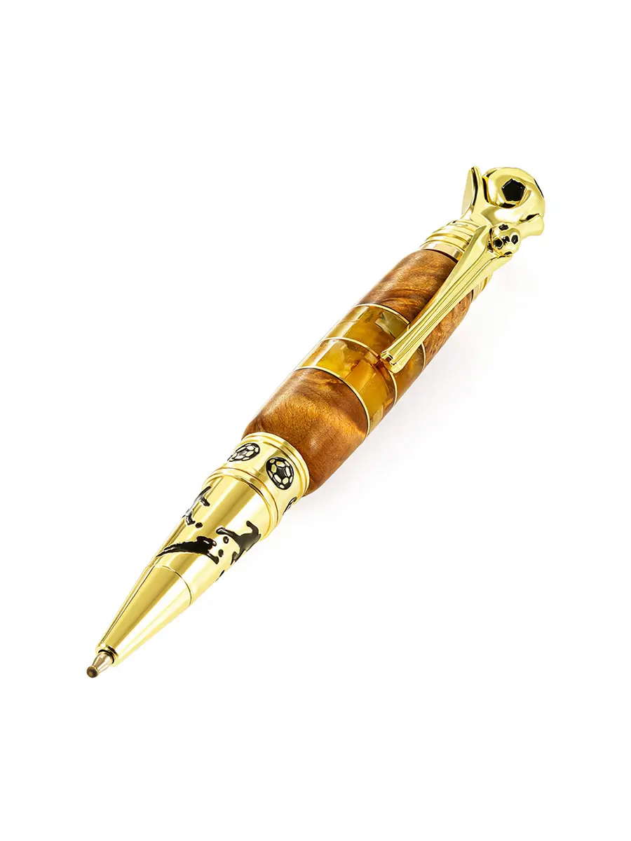 картинка Оригинальная ручка для фанатов «Футбол» с деревом и янтарём в онлайн магазине