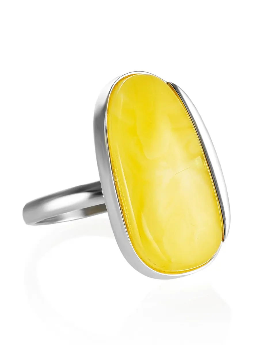 картинка Кольцо с вставкой из сияющего медового янтаря «Лагуна» в онлайн магазине