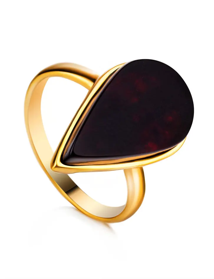 картинка Оригинальное кольцо из натурального янтаря вишнёвого цвета «Импульс» в онлайн магазине