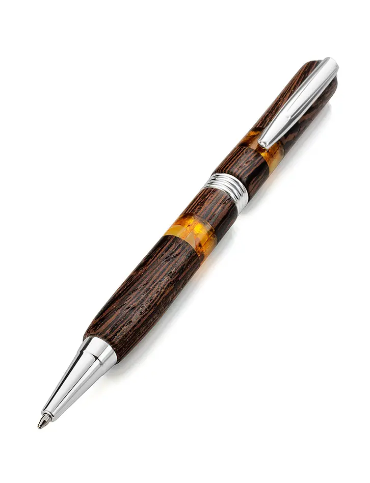 картинка Ручка из древесины венге и натурального балтийского янтаря «Индонезия» в онлайн магазине