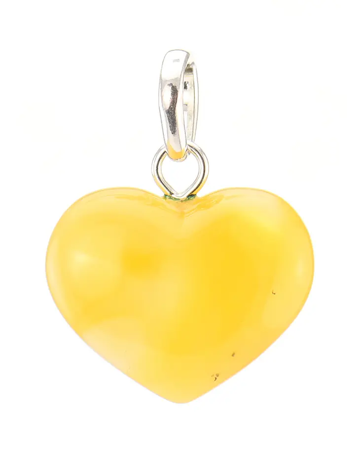 картинка Кулон в виде сердца из натурального балтийского янтаря медового цвета в онлайн магазине