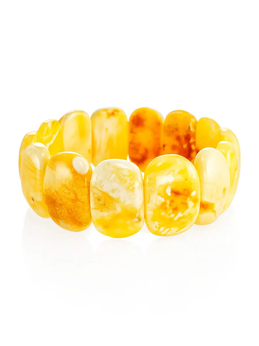 картинка Красивый браслет из натурального живописного янтаря медового цвета в онлайн магазине